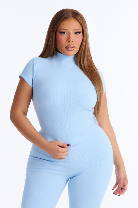 Valentina Snatched Straight Leg Pant Set - Light Blue