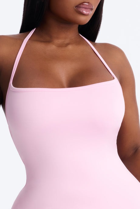 Contour Double Lined Halter Maxi Dress - Light Pink