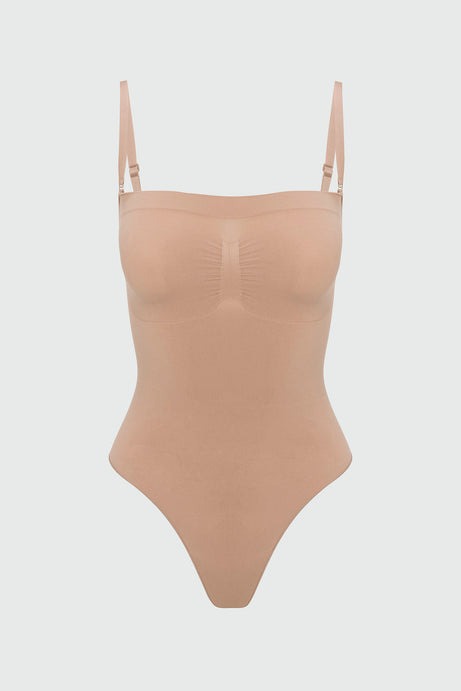 Nova Sculpt Seamless Strong Compression Strapless Thong Bodysuit - Nude