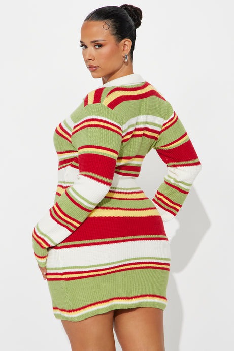 Feeling Good Striped Sweater Mini Dress - Multi Color