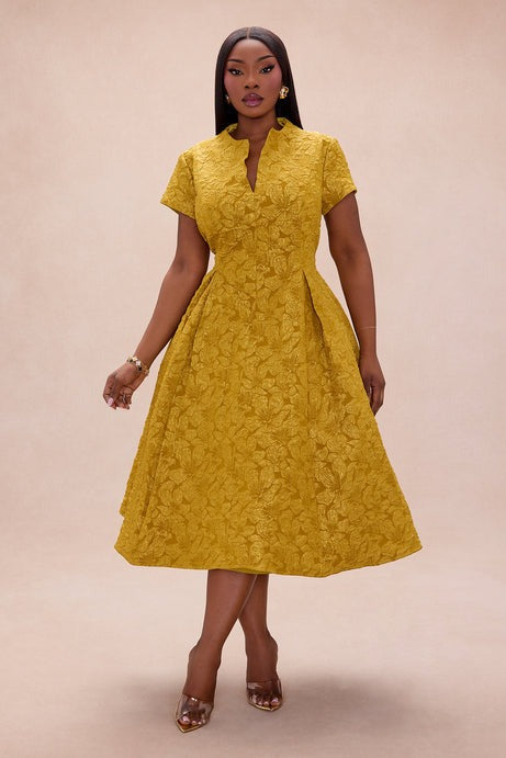 Maribelle Jacquard Midi Dress - Chartreuse