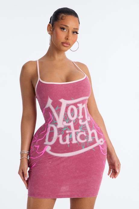 Von Dutch Washed Mini Dress - Pink
