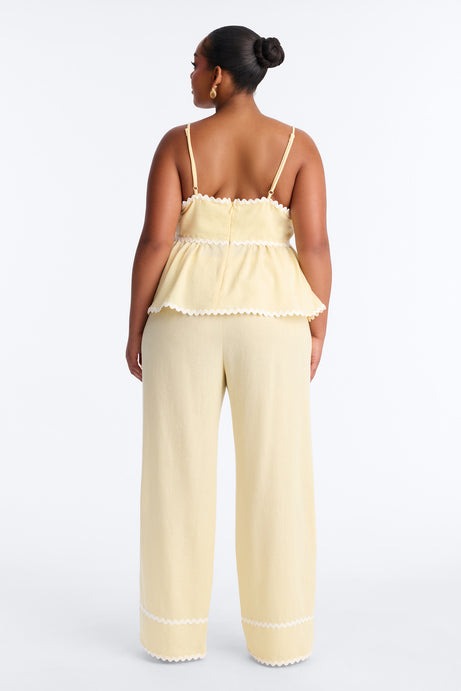 Walk The Coast Linen Pant Set - Butter Yellow