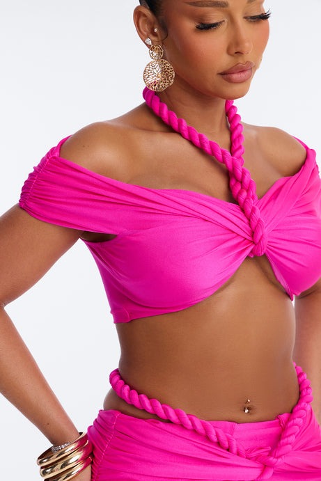 Eve Halter Maxi Skirt Set - Fuchsia