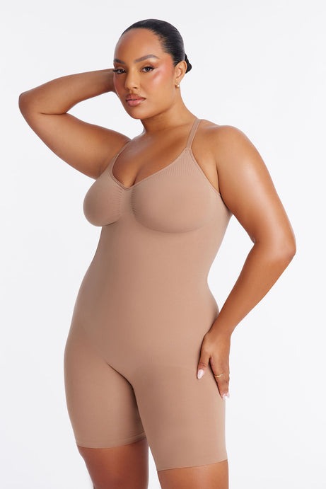 Nova Sculpt Seamless Strong Compression Low Back Thigh Shaping Bodysuit - Nude