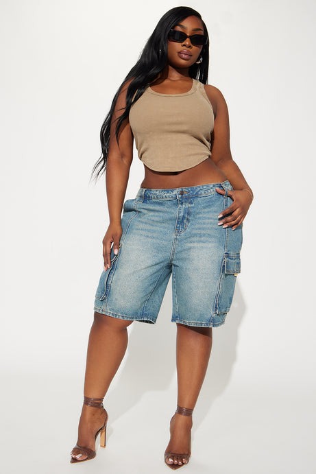 Cameron Denim Cargo Shorts - Medium Wash