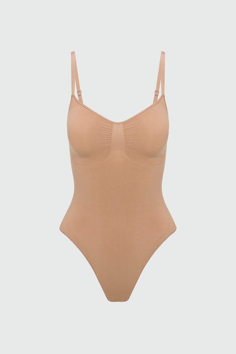 Nova Sculpt Seamless Strong Compression Thong Bodysuit - Nude