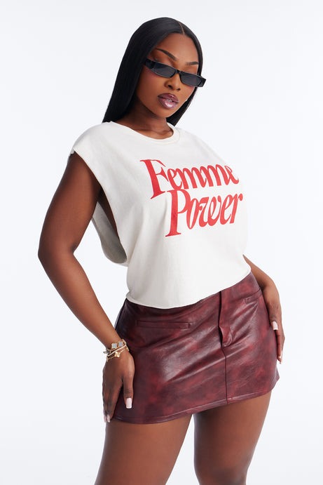Femme Power Cropped Muscle Tank - Cream