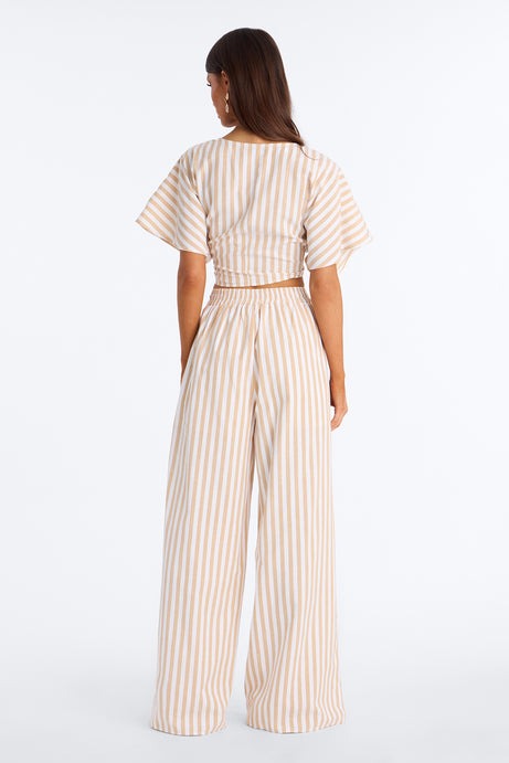Nantucket Stripe Pant Set - Taupe