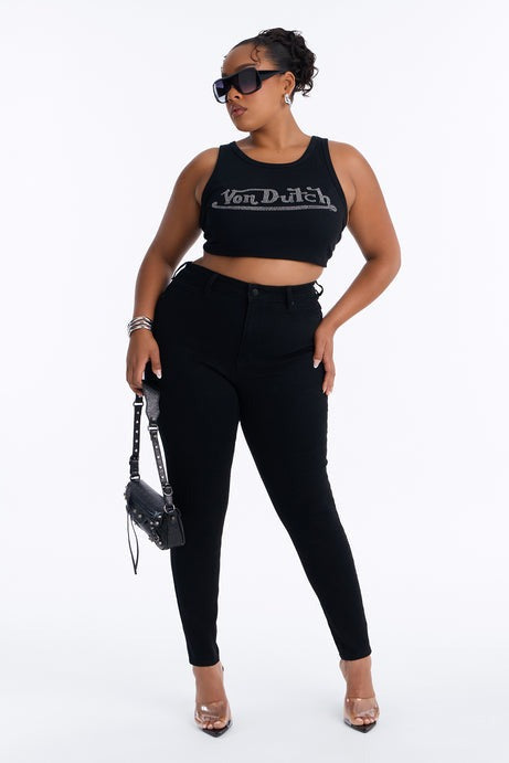 Miami Booty Lifting High Rise Stretch Skinny Jeans - Black