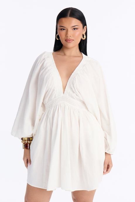Rory Poplin Mini Dress - White