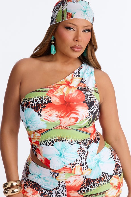 More Than That Boyshort Bikini With Scarf - Orange/combo