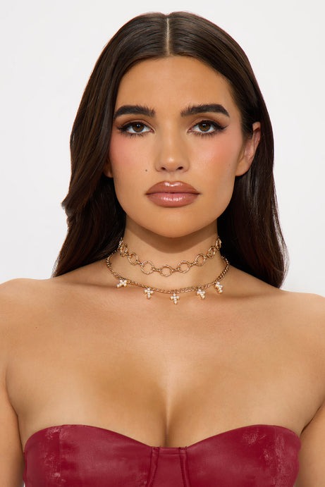 Pure Grace Cross Choker Necklace - Gold