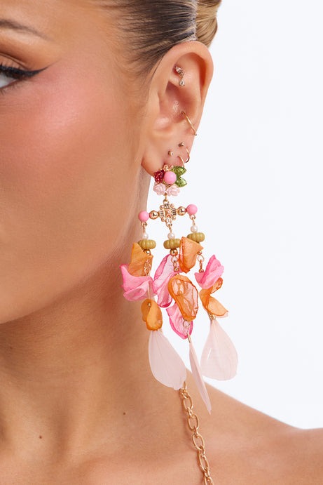 Rosy Pop Drop Earrings - Multi Color