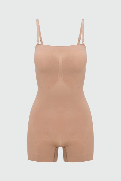 Nova Sculpt Seamless Strong Compression Strapless Shortie Bodysuit - Nude