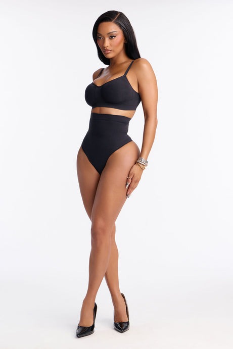Nova Seamless Sculpt Strong Compression High Waisted Thong - Black