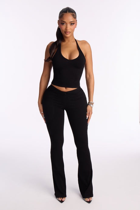 Gaia Tank Snatched Flare Pant Set - Black