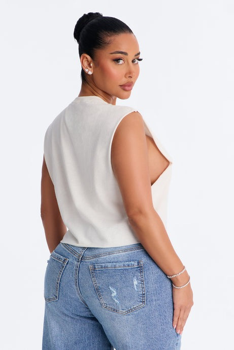 Femme Power Cropped Muscle Tank - Cream