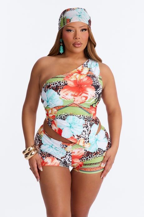 More Than That Boyshort Bikini With Scarf - Orange/combo