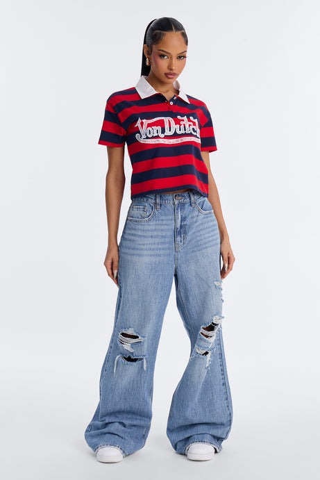 Von Dutch Americana Rugby Stripe Polo - Multi Color