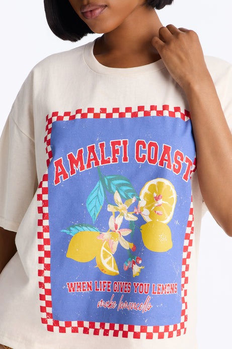 Postcard From Amalfi Washed T-Shirt - Cream