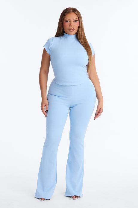 Valentina Snatched Straight Leg Pant Set - Light Blue
