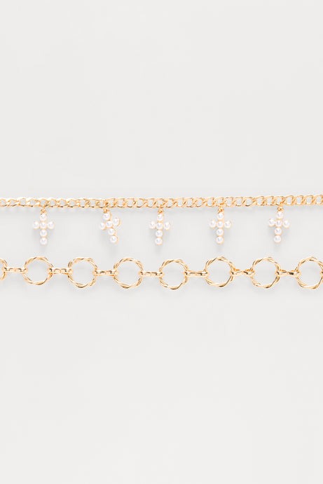 Pure Grace Cross Choker Necklace - Gold