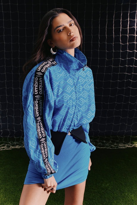 Umbro Windbreaker Rib Waist Zip Up Jacket - Blue/Black