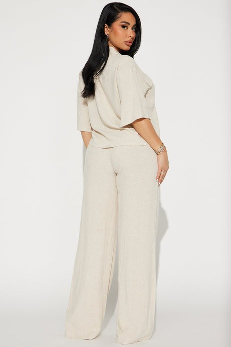 Roslyn Linen Pant Set - Oatmeal
