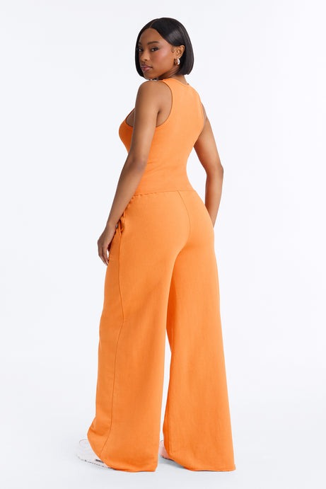 So Chill French Terry Pant Set - Orange