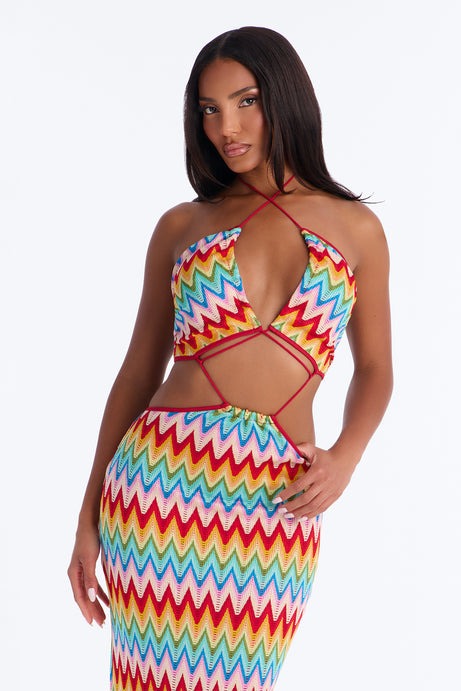 Paradise Plans Cut Out Crochet Maxi Dress - Multi Color