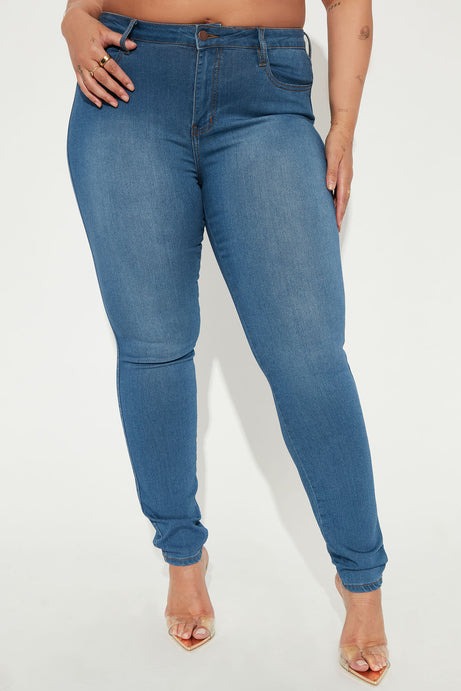 Classic Mid Rise Skinny Jeans - Medium Blue Wash