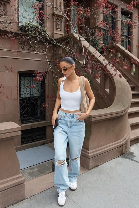 Olivia Overall Tank Top - White