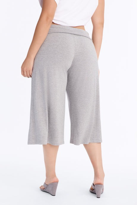 Kiki Low Rise Foldover Gaucho Pant - Heather Grey