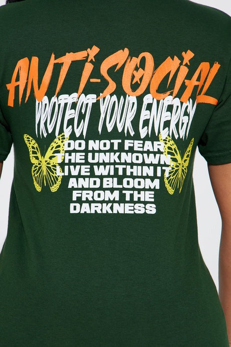 Anti Social Energy Graphic Tee - Hunter