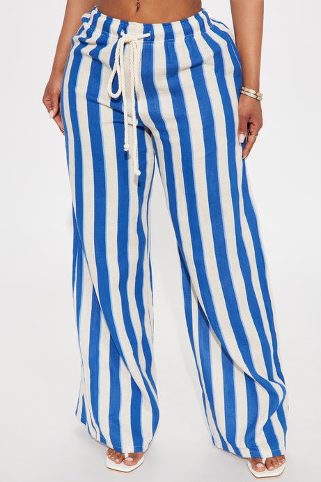 Tea Time Stripe Wide Leg Pant - Navy/combo
