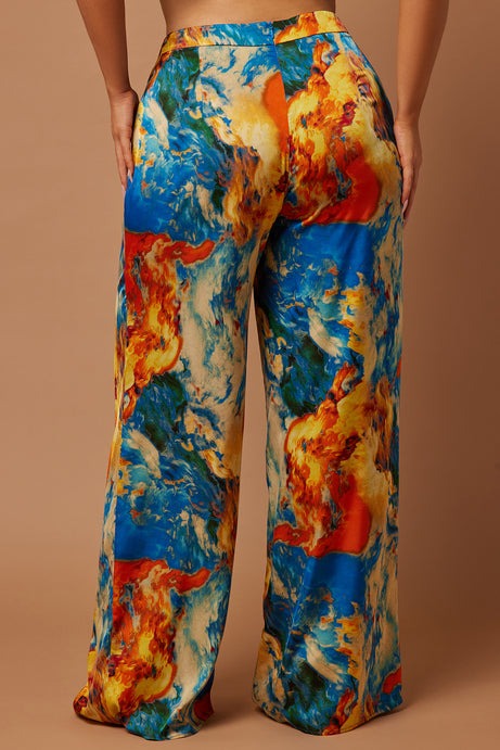 Sadie Wide Leg Pant - Royal/combo