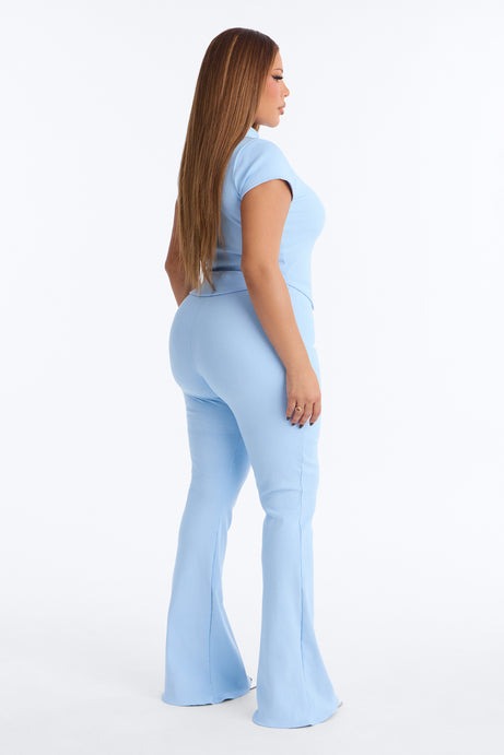 Valentina Snatched Straight Leg Pant Set - Light Blue
