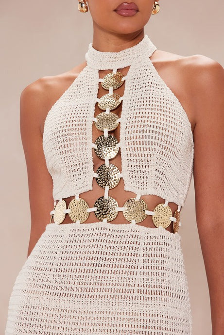 Maldives Crochet Maxi Dress - Cream