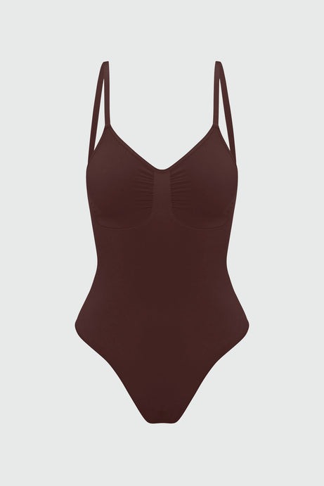 Nova Sculpt Seamless Strong Compression Low Back Thong Bodysuit - Coco