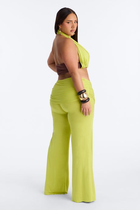 Avery Ruched Waist Pant Set - Chartreuse