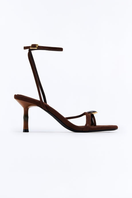 Rico Stone Toe Ring Heels - Chocolate