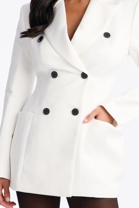 Harmony Structured Double Breasted Blazer - White
