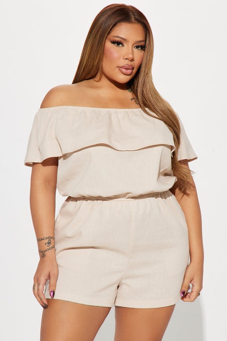 Rachal Linen Romper - Khaki