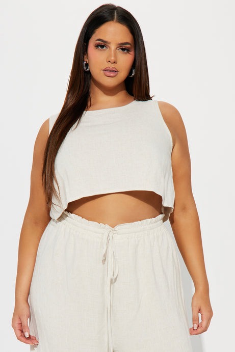 Day Dreaming Linen Pant Set - Oatmeal