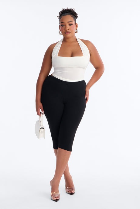 Don't Overthink Ruched Halter Top - White