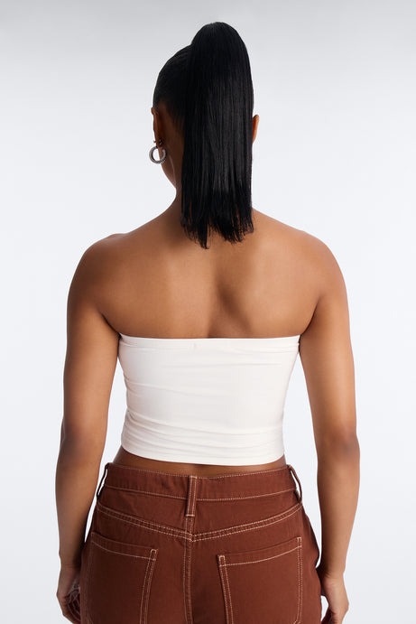 Karissa Double Lined Ruched Tube Top - Off White