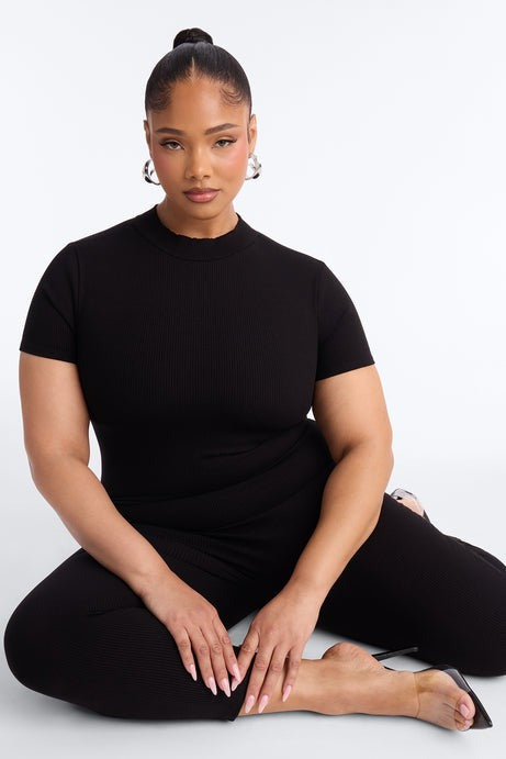 Maribel Short Sleeve Capri Jumpsuit - Black