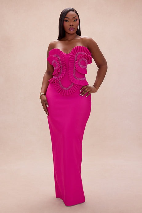 Jade Beaded Bandage Maxi Dress - Magenta