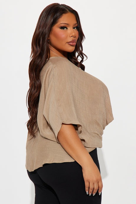Annah Gauze Blouse Top - Taupe